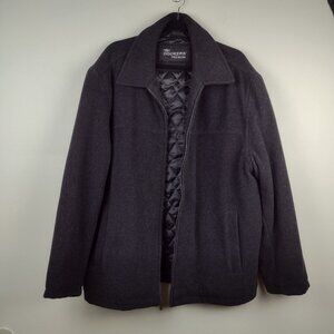 DOCKERS Premium Charcoal Gray Wool Zip Coat, Sz XL